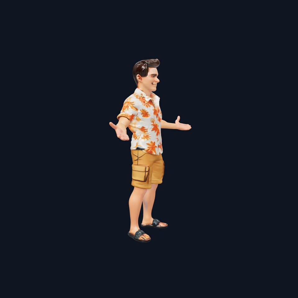 Casual Summer Guy Rigged and Animated D Character Model